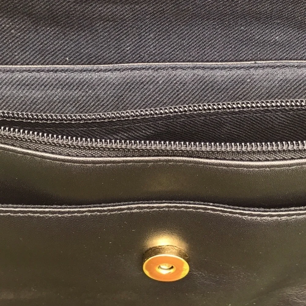 Vintage Etienne Aigner Leather Navy Blue Shoulder Bag with Gold Accents - Picture 14 of 16